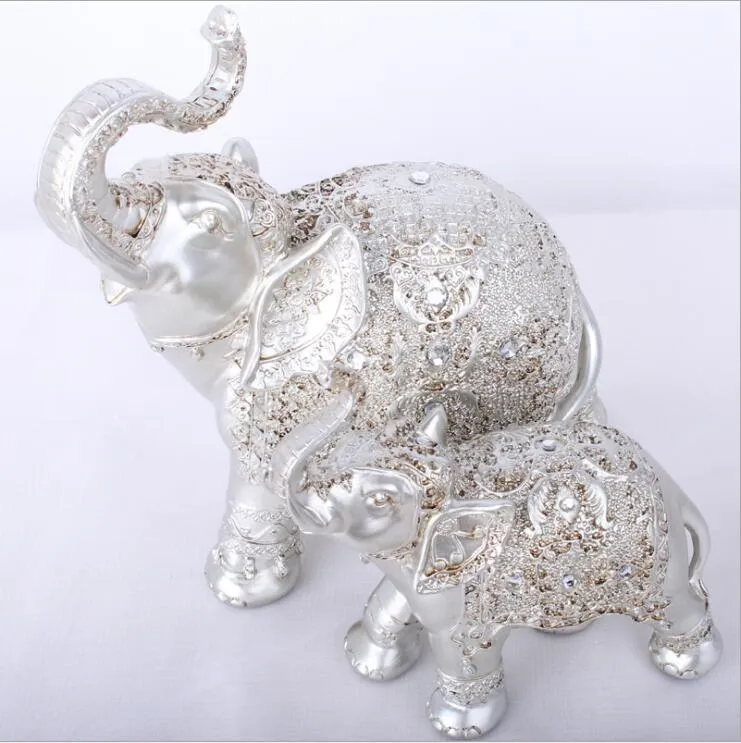Artes y artesanías elefante resina decoración moda oro plata es hogar creativo sala de estar gabinetes de almacenamiento de vino