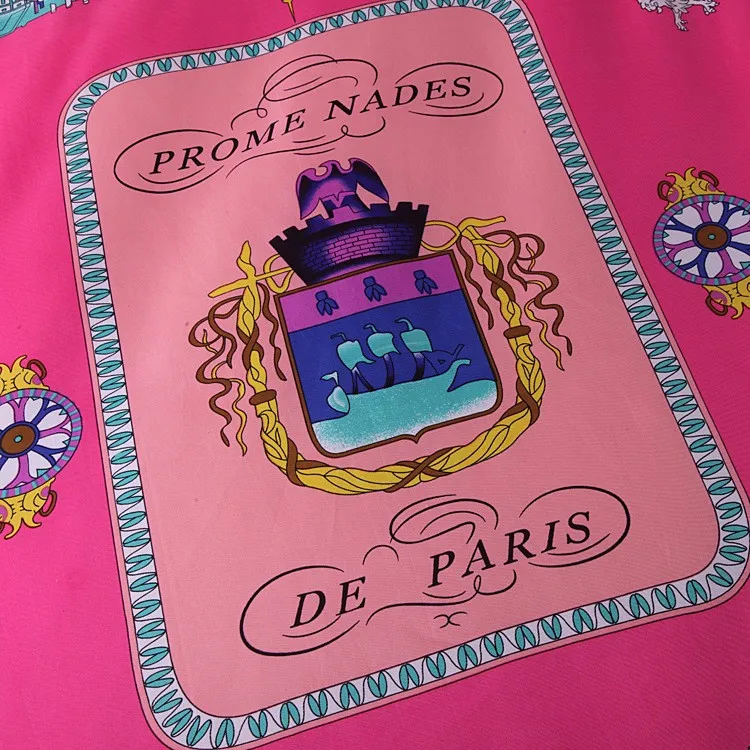 Nueva bufanda de sarga de seda para mujer, bufandas cuadradas con estampado de París, Foulard femenino, chal grande Hijab, pañuelo para el cuello 130*130CM