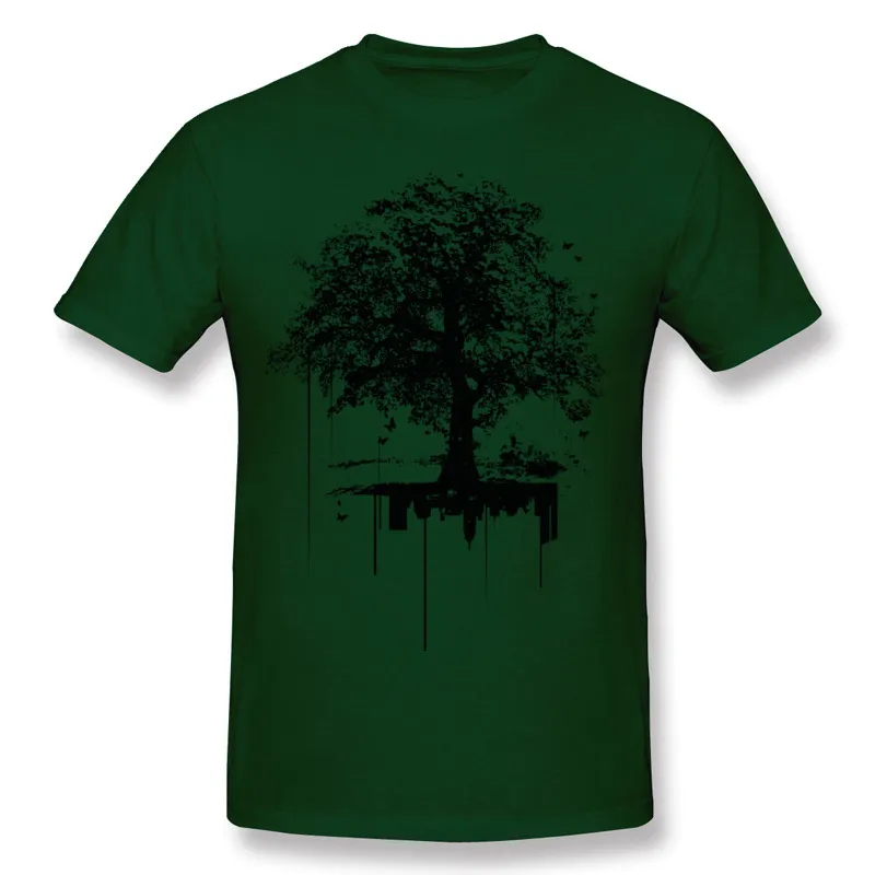 Tout nouveau homme coton arbre silencieux couvrant bruit ville Tee-Shirt homme col rond vert short chemise pour grande taille Design Tee-Shirt272P