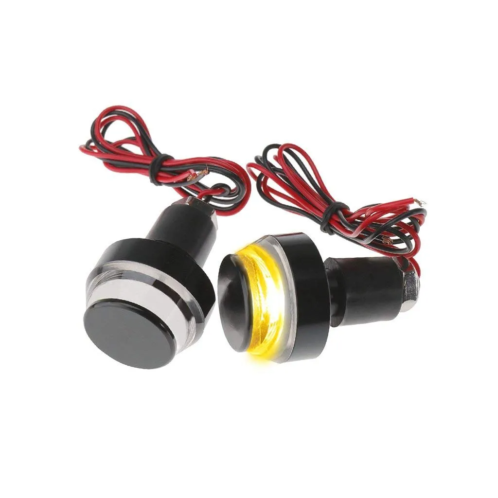 Motorcycle Turn Signal LED Light Indicator Blinker Handle Bar End 7/8 22mm Handlebar Universal