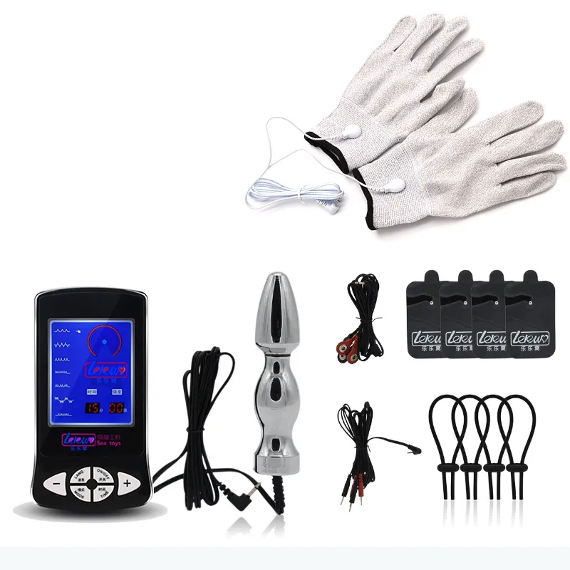 Elektroschock Kit E-Stim Ring Big Elektro Sex Anal Plug Handschuhe Elektro Stimulation Sex Toys für Paare Erwachsene Spiel Erotische Spielzeug