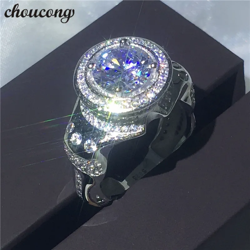 choucong 럭셔리 남성 반지 3ct Diamonique 지 르 콘 925 스털링 실버 결혼 반지 약혼 반지 결혼 반지 남성 bijoux Sz 7-13