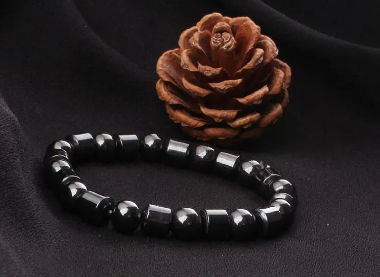 Bracelet élastique de perles d'hématite magnétique en gros de bijoux sains de mode Bracelets d'aimant pour des femmes et l'homme