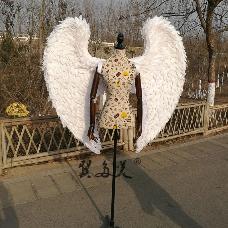 고품질 코스프레 의상 성인의 백색 천사 날개 웨딩 바 장식 사진 촬영 소품 순수 수제 EMS 무료 배송