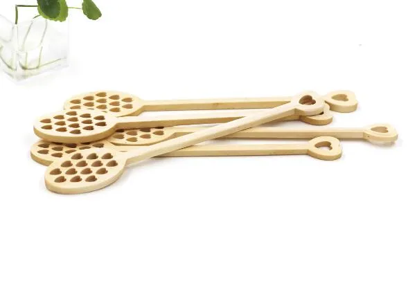 Wood Honey Dipper Stick Cute Heart Shape Honey Server Stirrer Long Handled Honey Spoons Mixing Bar Spoons Kitchen Gadgets KD1