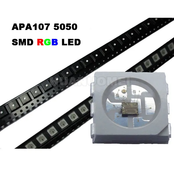 APA107 Chip LED 5050 SMD RGB APA102 Chip endereçável; 6pins SMD 5050 embutido APA107 IC (actualização APA102); dc5v entrada, 0.3W, 60mA; SOP-6; 1000pcs / saco