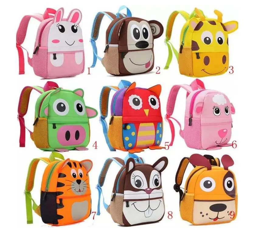 3D Cute Animal Design Kids Backpacks School Bags for Girls Cartoon Baby Bag for Kindergarten Primary Children