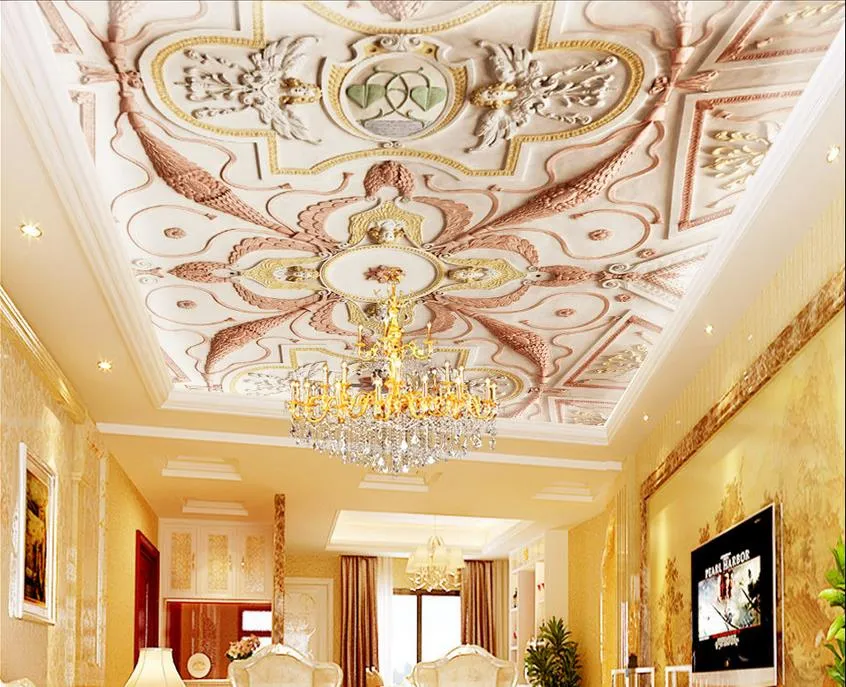 Custom 3d plafond patroon behang rol woonkamer stereoscopische 3d behang 3D plafond moderne huisverbeteringen