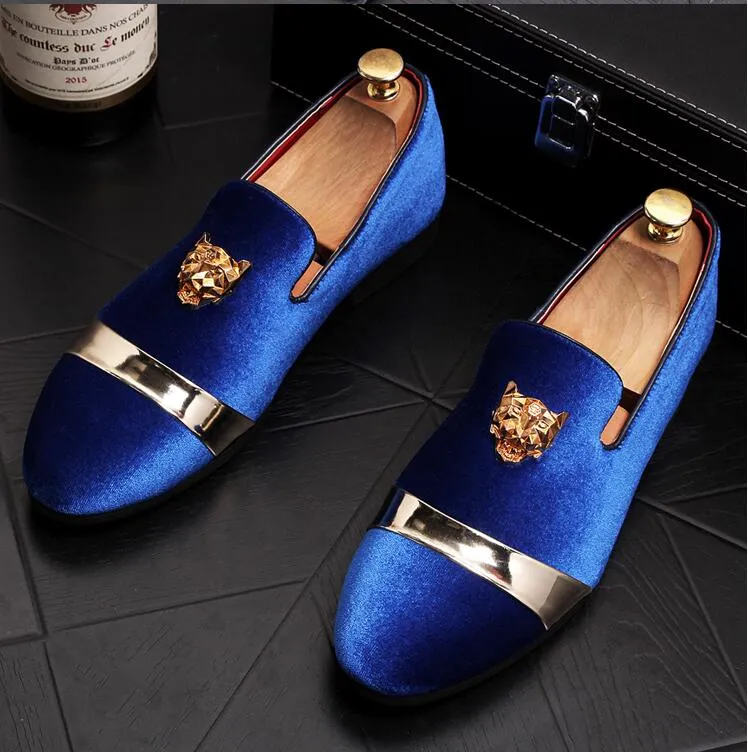 Gold New Style Fashion Top Men Veet Dress Shoes Mens Handmade Loafers Men's Flats Party and Wedding Shoe J178 4083 S 'S