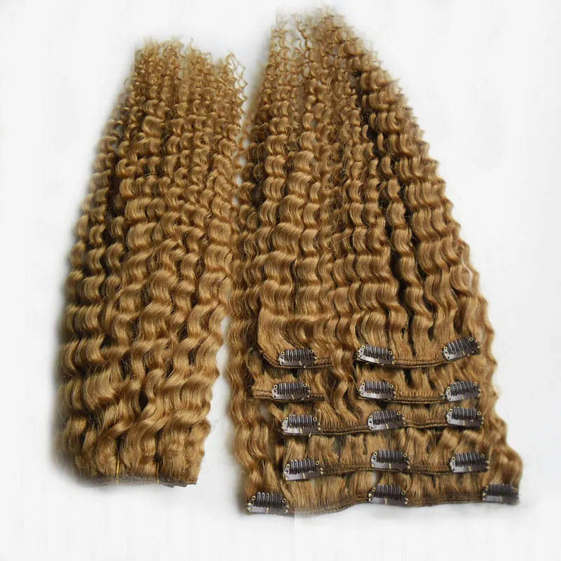 18 "20" 22 "24" Afro Kinky Clip In Extensions 7PC / Set Pure Afro Kinky Curly Hair 100g Virgin Tjock Clip In Hair Extension