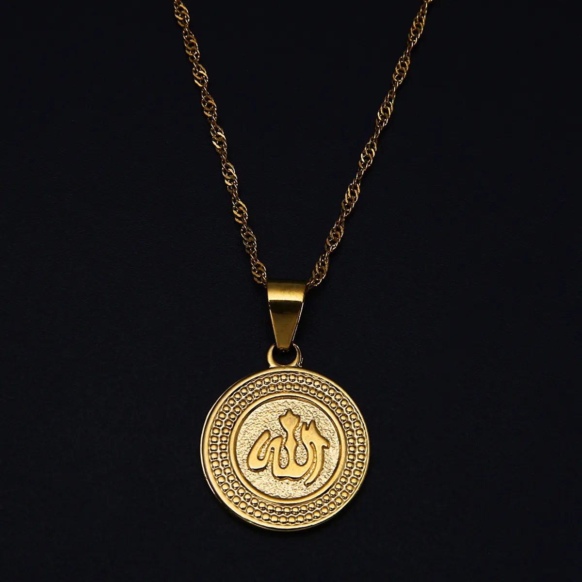Oval Allah Necklace 18KGP Stamp Link Chain Gold Plated Pendant Muslim  Jewelry | Wish