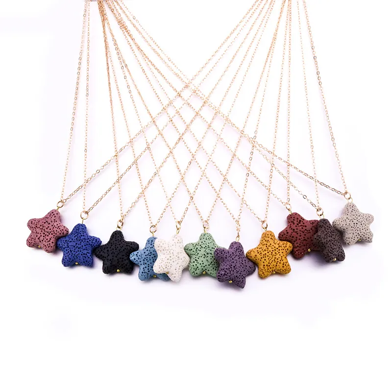 Starfish Noir Lava Pierre Collier Aromathérapie Huile Essentielle Diffuseur De Parfum Pendentif Collier pour femmes bijoux