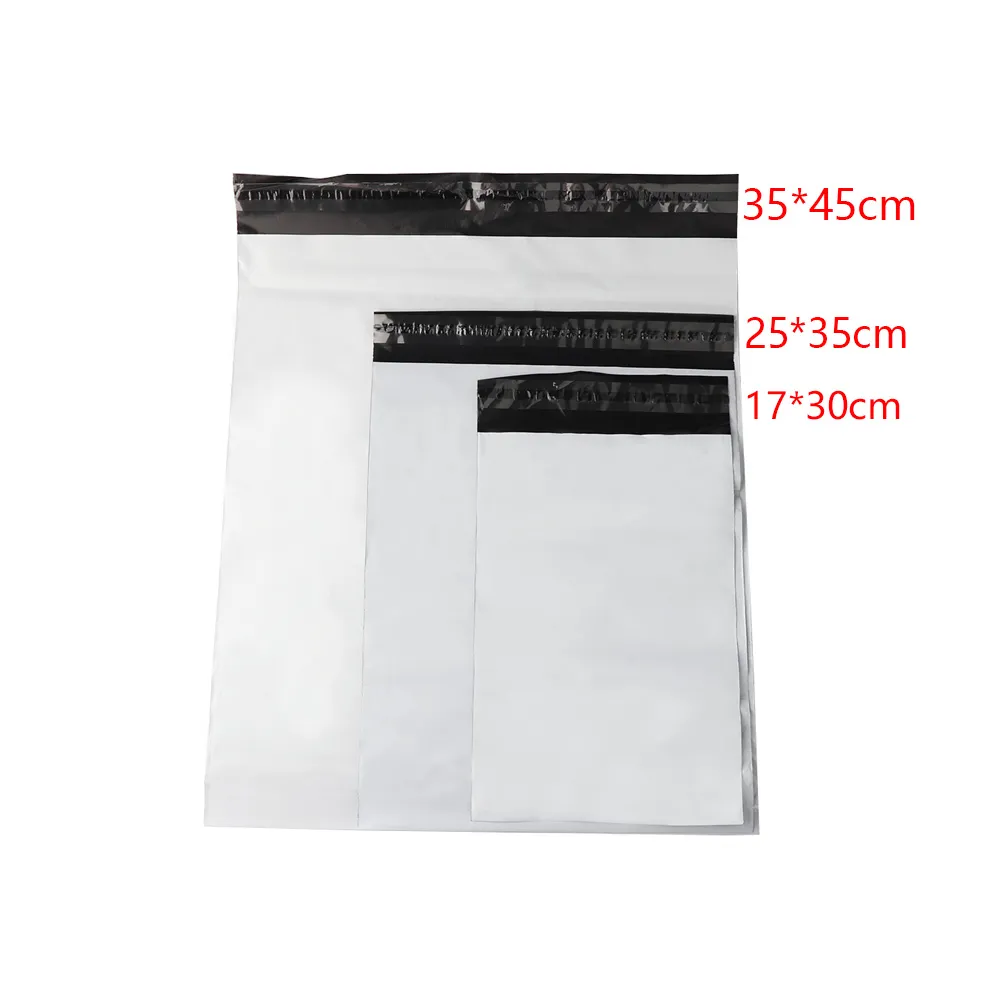 100st White Self Seal Adhesive Courier Bags Plast Poly Envelope Mailer Postal Shipping Mailing Väskor 4,7 mil