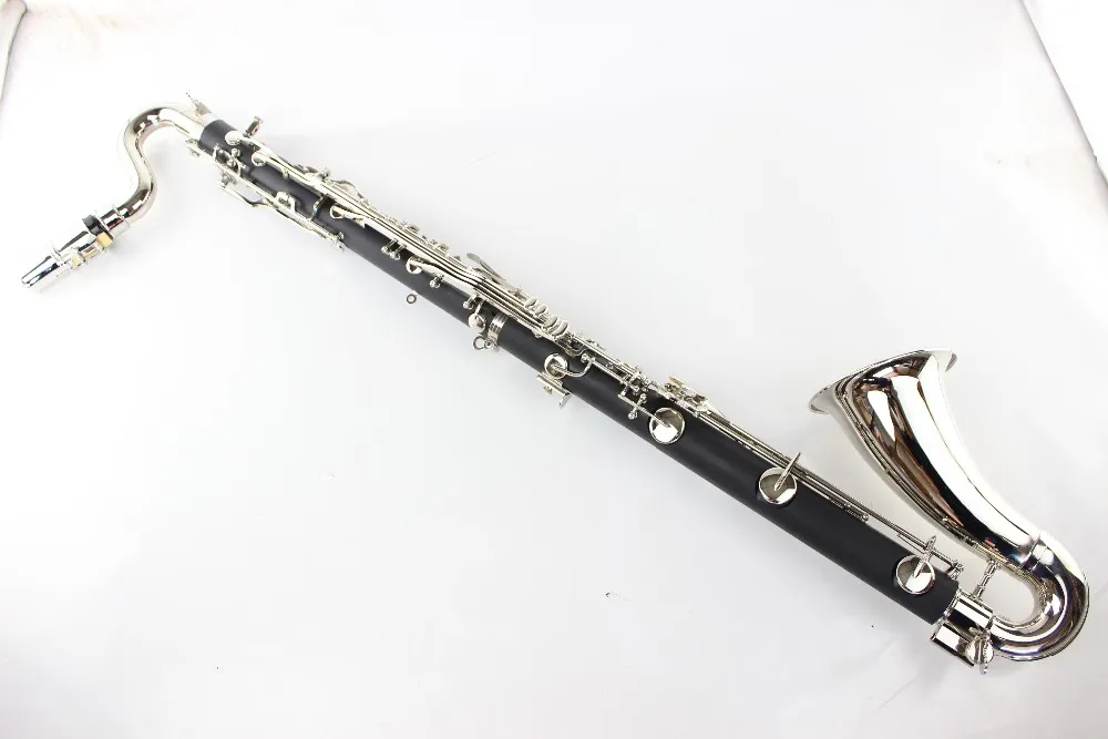 New Bass Clarinet Professional Bb Clarinet Drop B Tuning Bakelite Body Clarinet Silver Plated Key Musical Instrument With Case