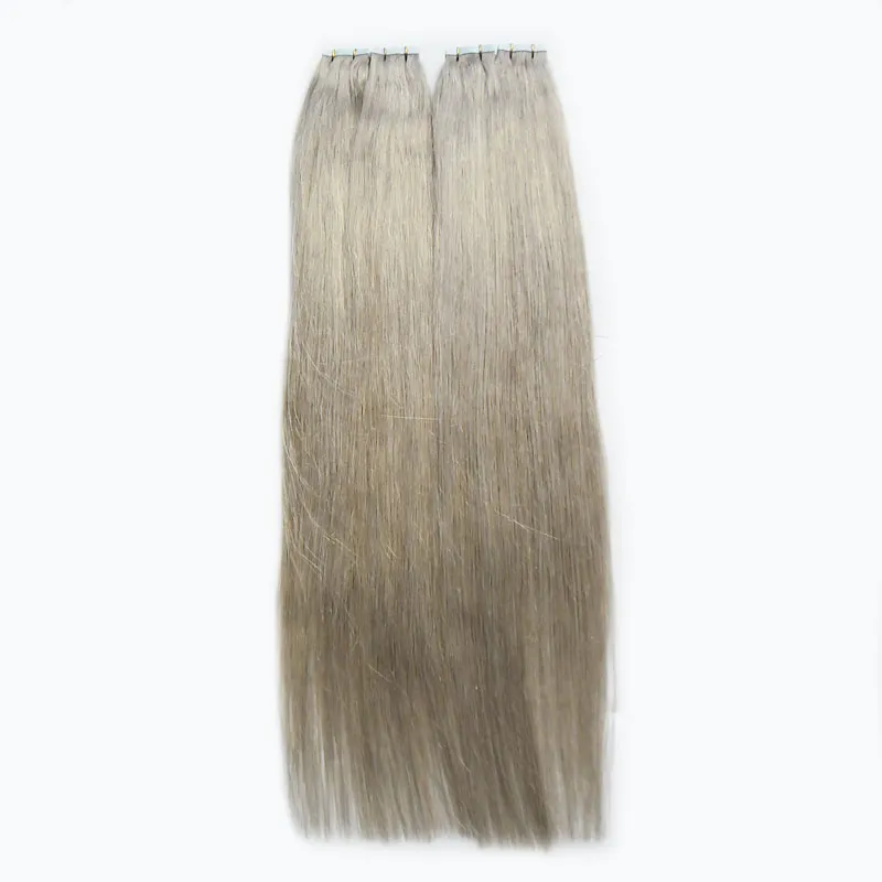 7A Grijze tape Hair Extensions Skin Inslag Haar 200g / Set Tape in Human Hair Extensions