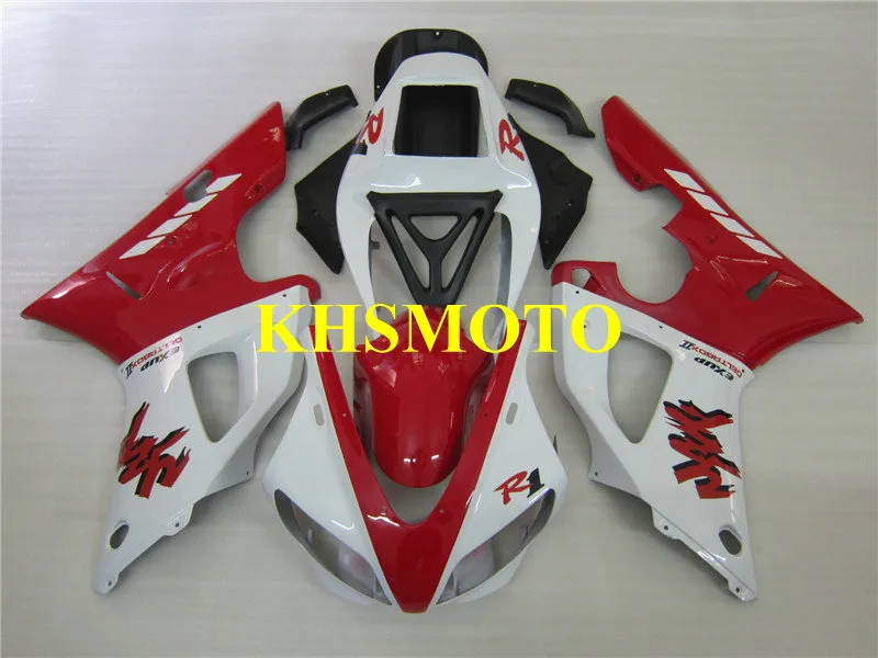 Aangepaste injectie Mold Fairing Kit voor Yamaha YZFR1 98 99 YZF R1 1998 1999 YZF1000 ABS White Red Backings Set + Gifts YS19