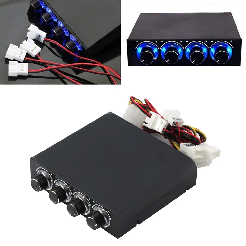 Freeshipping 3.5INCH PC HDD CPU 4 Kanalfläkt Hastighetsregulator LED Kylning Frontpanel Promotion Wholesale Store