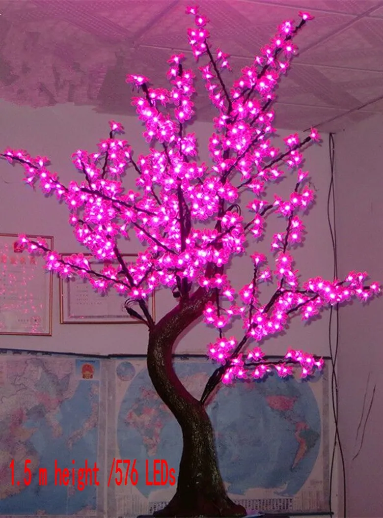 시뮬레이션 트리 폴 LED 벚꽃 나무 빛 LED 전구 1.5m 높이 110 / 220V 7 색 옵션 방수 야외 사용