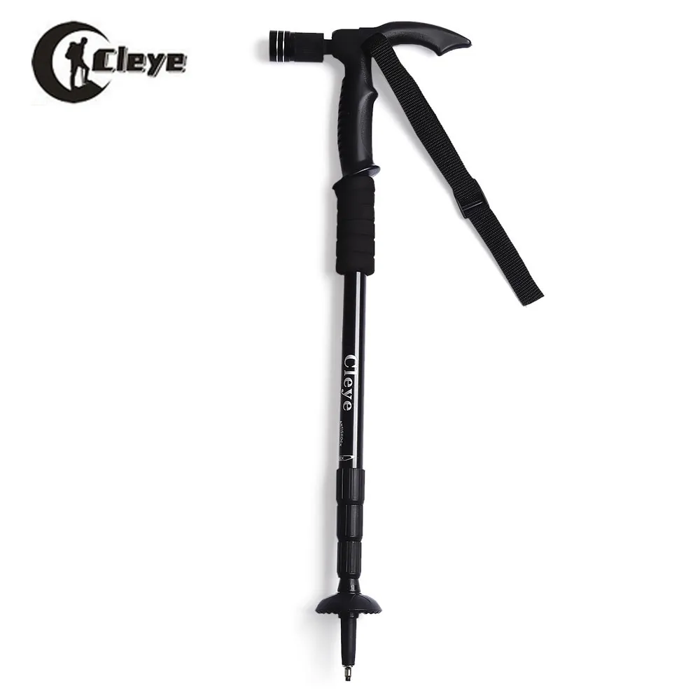 CLEYE 4 Joints Trekking Folding Alpenstocks With Light Climbing Pole