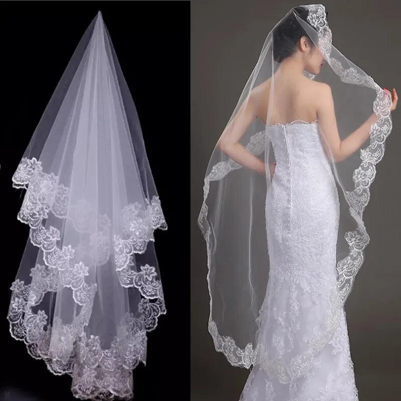 2019 Vintage Dentelle Blanc Ivoire Tulle Voiles De Mariage Une Couche Mariee Dentelle Voile Pour Robes De Mariee Robe Voile Du 4 48 DHgate