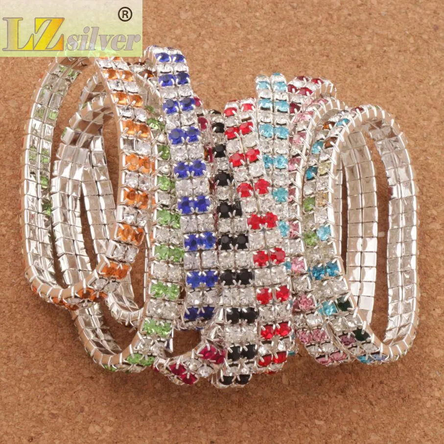 20 pçs / lote Pulseira De Cristal 3 tamanhos Primavera Vermelha Banhado A Prata 2-Strass Pulseiras Tênis Moda Jóias 80 pedras 84 pedras 88 ...