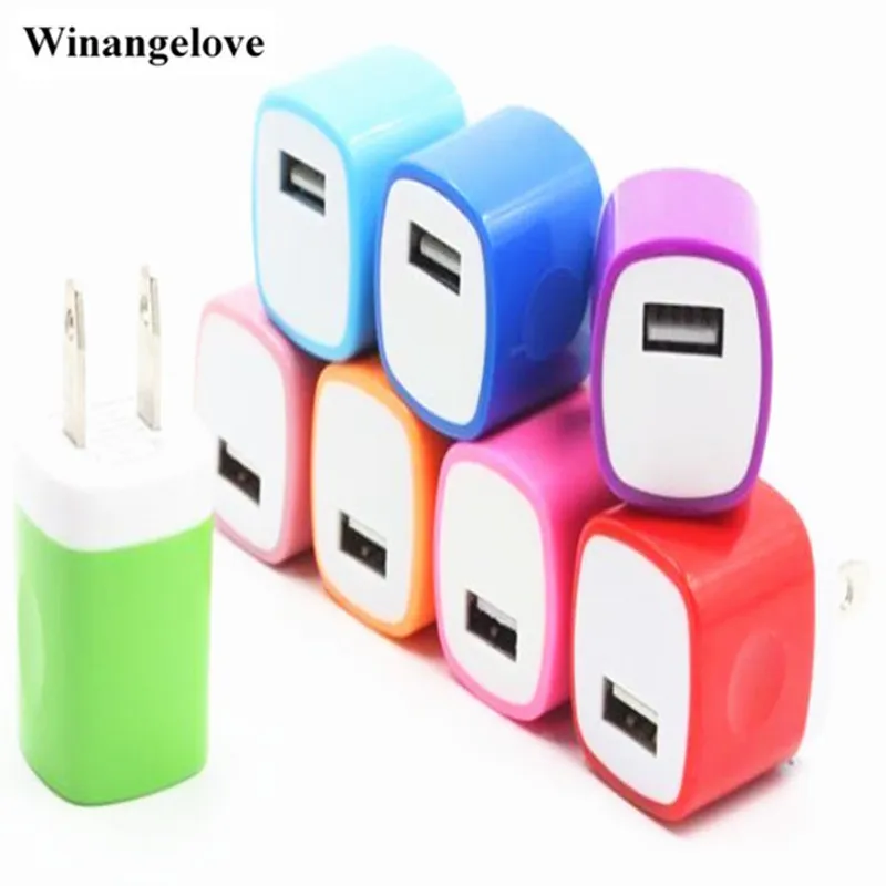 Carregamento rápido 5V 1A Colorido Home Plug Carregador USB Adaptador de energia para iphone 5 6 7 para samsung s6 s7