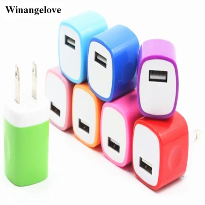 Charge rapide 5V 1A coloré maison prise USB chargeur adaptateur secteur pour iphone 5 6 7 pour samsung s6 s7