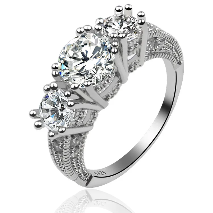 Classic Women's Jewelry Engagement Gift White Sapphire Fashion Wedding Ring