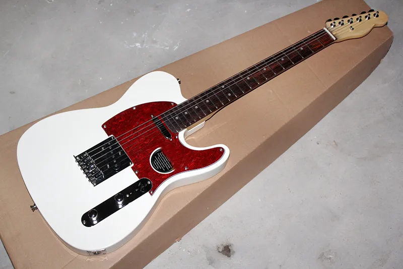Neu eingetroffene E-Gitarre mit Schreibkörper und rotem Perlmutt-Schlagbrett, kann je nach Wunsch geändert werden.