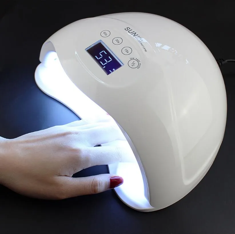 SUN5 Plus 48 W UV LED Lâmpada Prego Secador Dual Hands Nail Cura Lâmpada Para UV Gel Unha Polonês Com Display LCD Temporizador Sensor