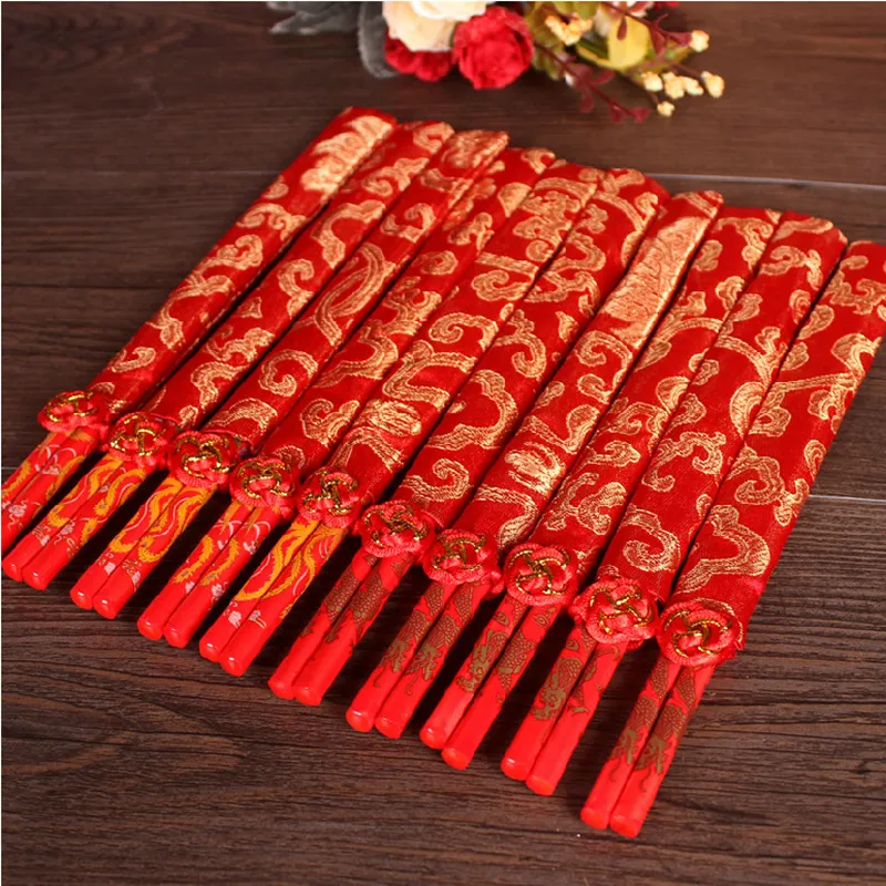 Double Happiness And Dragon Red Wooden Traditional Chinese Chopsticks Perfect Wedding Favors From Yf20150307 0.5 DHgate.Com