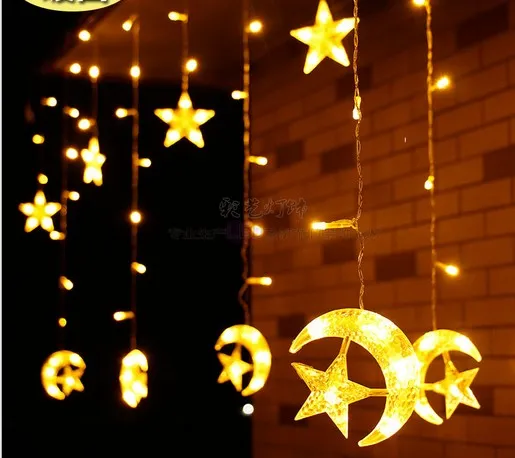 LED Star Moon Lantern Energy Saving and Environmental Protection 2.5M138LED Ice Bar Christmas Curtain Light Wedding Decoration