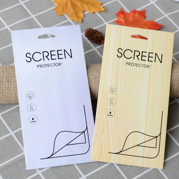 صندوق حزمة البيع بالتجزئة من Wood Paper لشاشة حماية الزجاج المقسى لـ iPhone X 7 8 Plus Samsung Galaxy S8 S9 Plus Logo