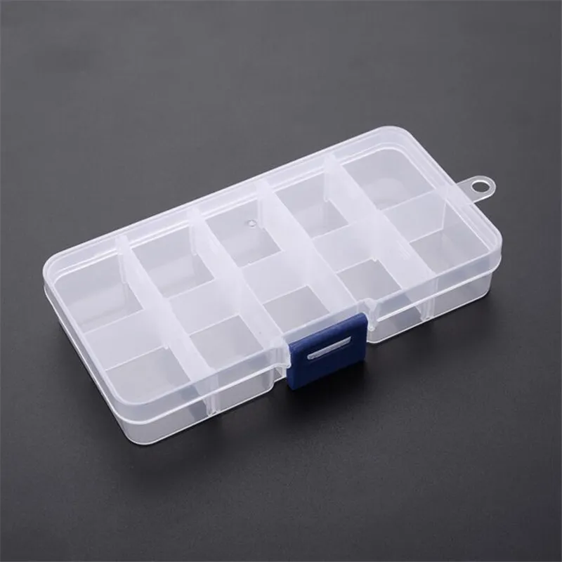 10 Grids Jewelry Storage Box Plastic Transparent Display Case Organizer Holder for Beads Ring Earrings Jewelry