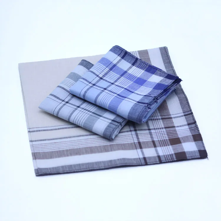 Vendita calda 10PCS Plaid a righe Uomo S Party Fazzoletti quadrati 38 * 38cm Fazzoletti di cotone moda Tessuto Hanky Fazzoletto da taschino maschile