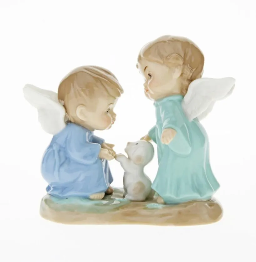 creativo in ceramica carino bambini ragazzo bambino cane angelo statua decorazioni per la casa artigianato decorazione della stanza artigianato figurine decorazione di nozze