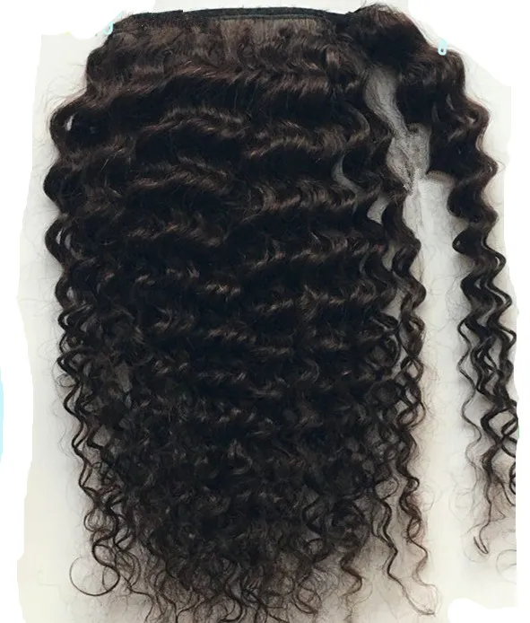 Peruwiański Magic Wrap wokół Ponytail HairPieces Sznurek 120g Clip w Kinky Curly Horsetail 100% Virgin Human Hair Extensions