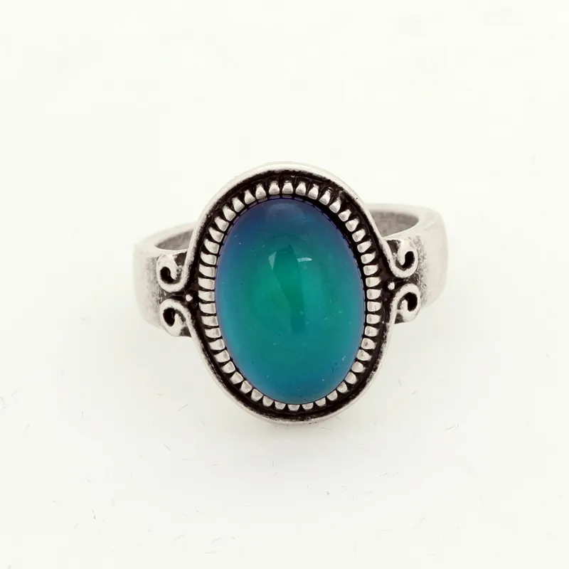 Punk-Stil Vintage Farbwechsel Stimmung Emotion Gefühl Veränderbarer Ring Temperaturregelung für Frauen MJ-RS009