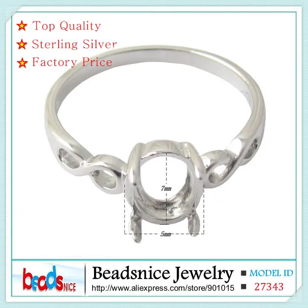 BeadsnID27343 réglages de bague semi-montage ovale d'accessoires de bijoux bricolage bague en argent réglage de coupe ovale pour bague de fiançailles