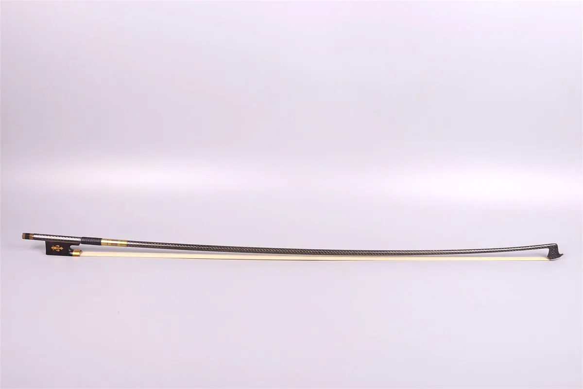 Yinfente Archet de violon 4/4 Pleine grandeur Bâton en fibre de carbone Grenouille en ébène Advance Crin de cheval Gloden String plaqué Pièces de violon Bien équilibré