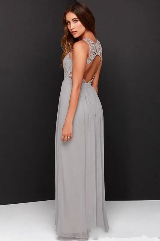 Silver Bridesmaids Dresses Long Chiffon A Line Formal Gowns: Elegant  Backless Maid Of Honor Dress For Weddings & Parties From Werbowy, $84.58 |  DHgate.Com