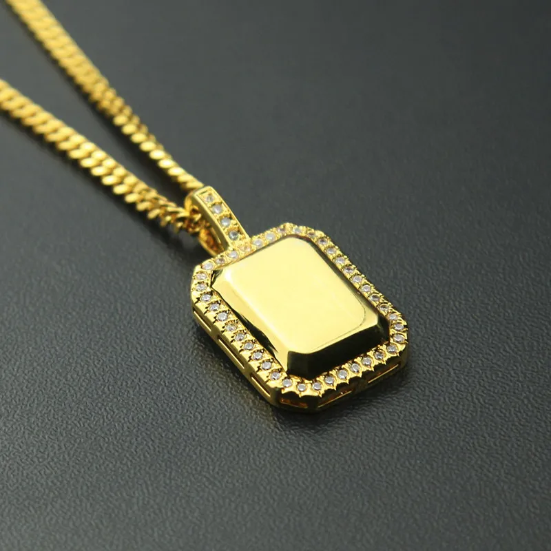 Collier Hip Hop Hop Jewerly 18K Yellow Gold plaqué CZ PENDANT Collier pour hommes femmes NL-4588499733