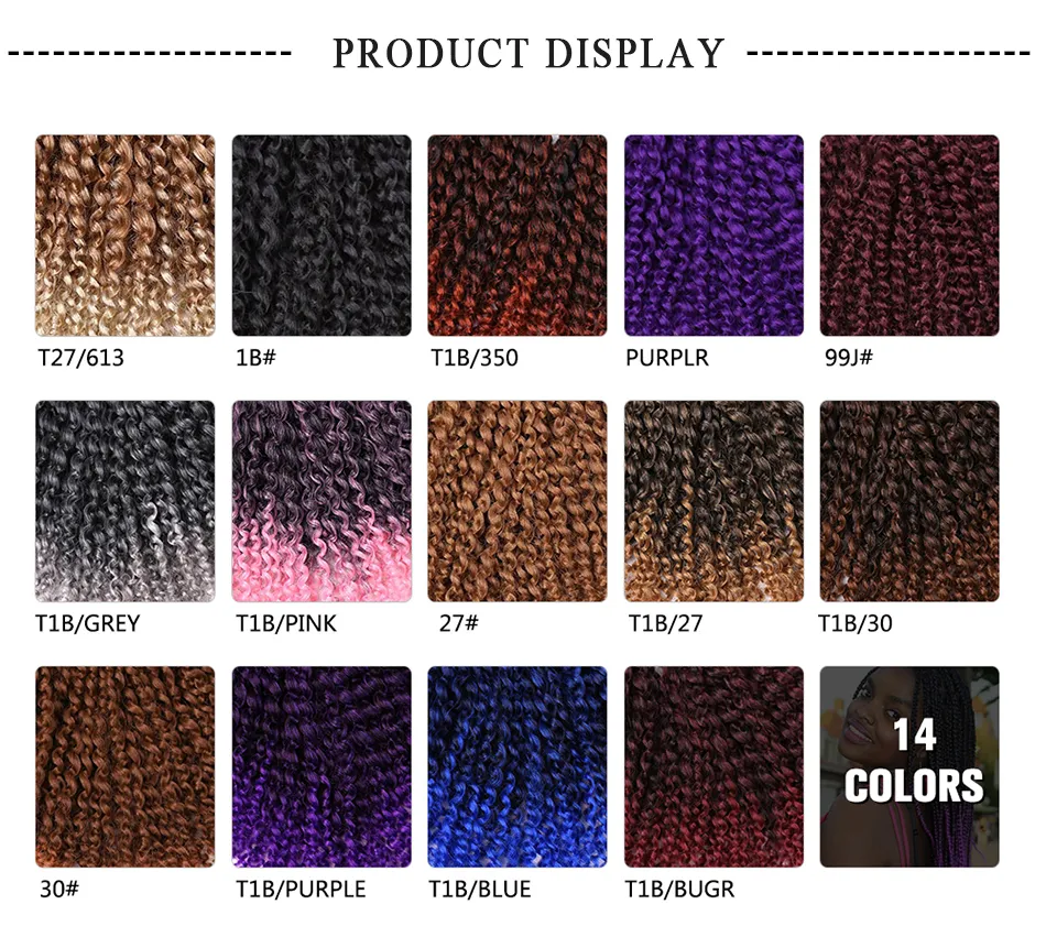 Beautful Extensions Ombre 8'' Marlybob Crochet Braids Kinky Curly Twist Synthetic Hairs Braiding Hair