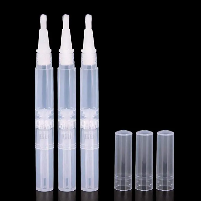 Stylos torsadés transparents de 3 ml, stylo à huile vide pour ongles avec pointe de brosse, applicateurs de récipient de brillant à lèvres cosmétique, Tube de liquide de croissance de cils