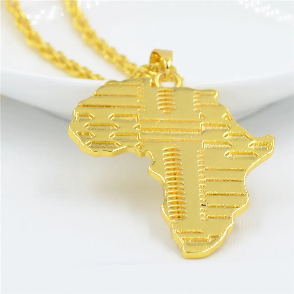 Uodesign marca hiphop áfrica colar cor de ouro cadeia pingente africano mapa presente para homens / mulheres jóias etíope na moda