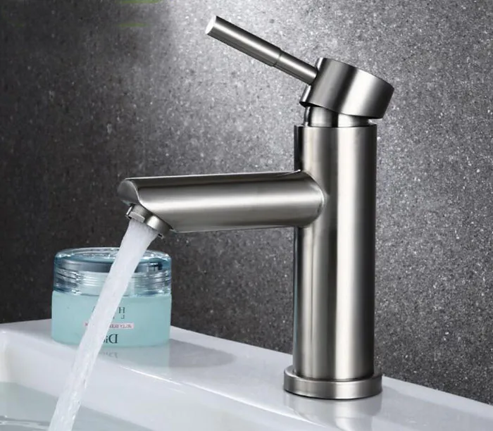 Bathroom Brushed nickel 304 Stainless Steel Basin Faucet hot and old Water Sink mixer Faucet tap BF323
