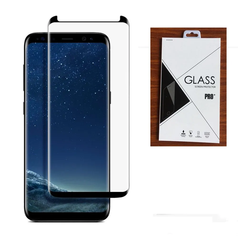 Case Friendly Temperat Glass 3D Curved för Samsung Galaxy Note 8 Not 9 S9 Plus S8 Plus S7 Edge 100pcs / mycket i detaljhandeln