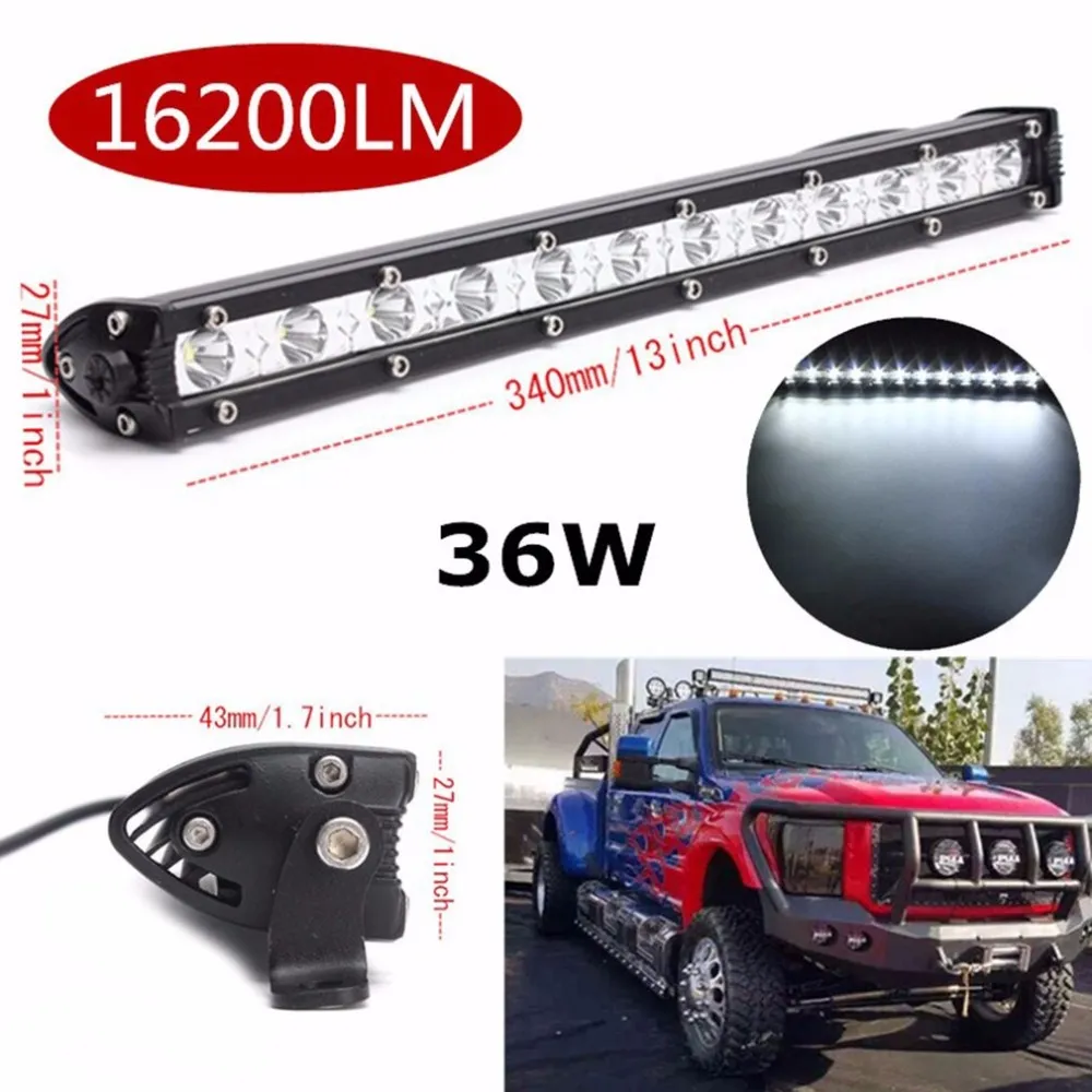 13 pouces 36W voiture LED Work Light Spot Spot Barre de lumière Super Sécurité lumineuse Conduite de conduite Étanche Étanche Étanche de route pour Jeep SUV VTT