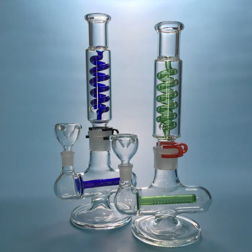 Build a Bong Freezable Straight Bong Condenser Coil Perc Glass Bong Inline Perc Dab Rig Round Base Water Pipe Two Parts Build ILL06