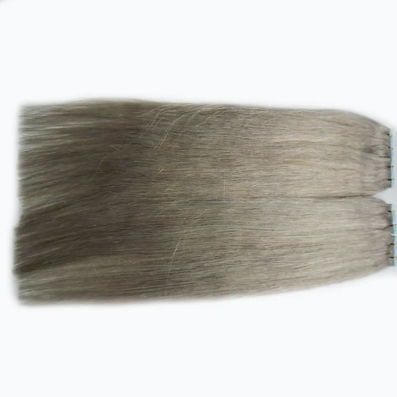 7A Grijze tape Hair Extensions Skin Inslag Haar 200g / Set Tape in Human Hair Extensions